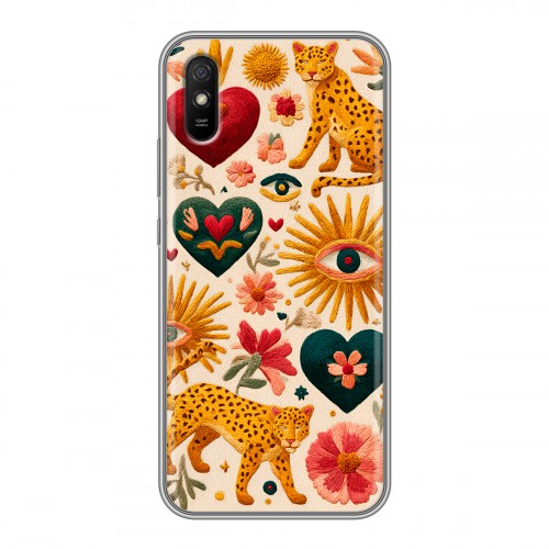 Полупрозрачный дизайнерский силиконовый чехол для Xiaomi RedMi 9A Модный принт