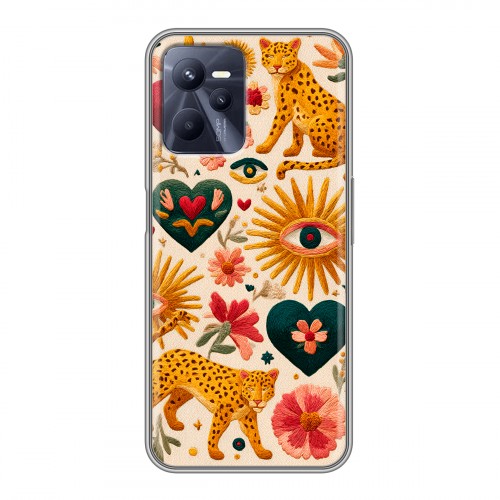 Полупрозрачный дизайнерский силиконовый чехол для Realme C35 Модный принт