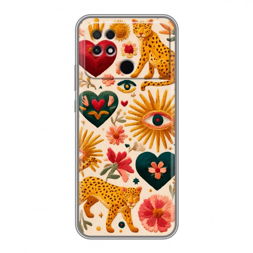 Полупрозрачный дизайнерский силиконовый чехол для Xiaomi Poco C40 Модный принт