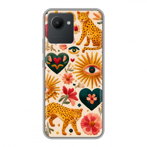 Полупрозрачный дизайнерский пластиковый чехол для Realme C30 Модный принт