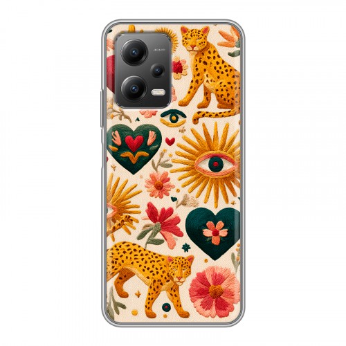 Полупрозрачный дизайнерский силиконовый с усиленными углами чехол для Xiaomi Poco X5 Модный принт