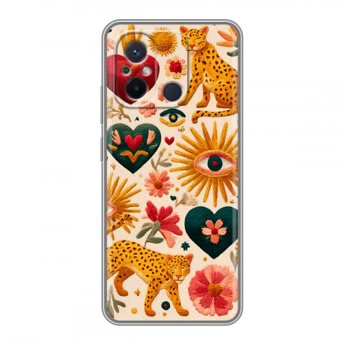 Полупрозрачный дизайнерский силиконовый чехол для Xiaomi RedMi 12C Модный принт