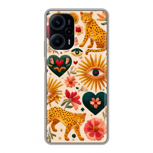 Полупрозрачный дизайнерский силиконовый с усиленными углами чехол для XIaomi Poco F5 Модный принт