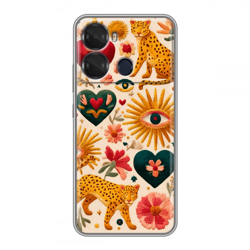 Полупрозрачный дизайнерский пластиковый чехол для Itel P40 Модный принт
