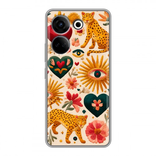 Полупрозрачный дизайнерский силиконовый чехол для Tecno Camon 20 Модный принт
