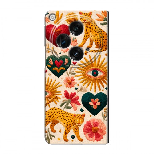 Полупрозрачный дизайнерский пластиковый чехол для OPPO Find N3 Модный принт