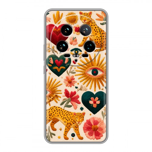 Полупрозрачный дизайнерский силиконовый чехол для Xiaomi 14 Ultra Модный принт