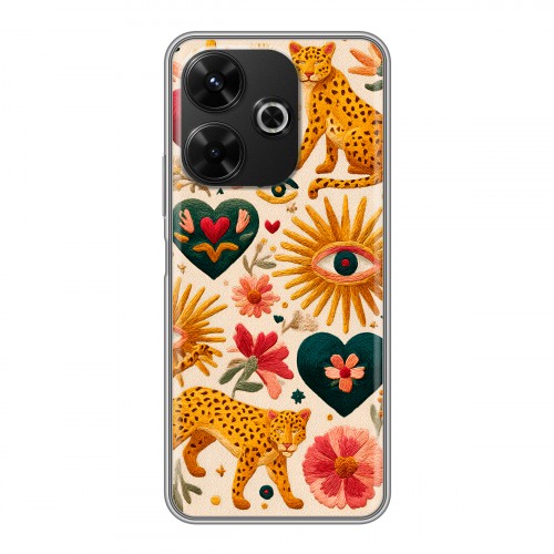 Полупрозрачный дизайнерский пластиковый чехол для RedMi 13 4G Модный принт