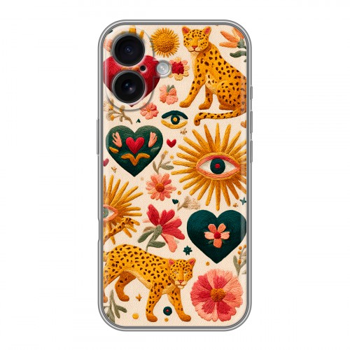 Полупрозрачный дизайнерский силиконовый чехол для Iphone 16 Модный принт