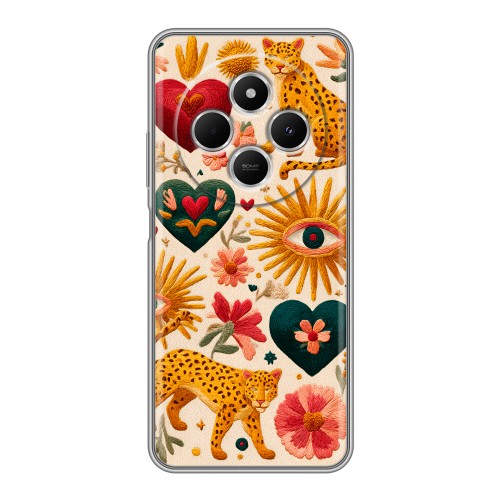 Полупрозрачный дизайнерский пластиковый чехол для Redmi 14C Модный принт