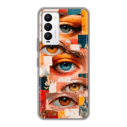 Полупрозрачный дизайнерский силиконовый с усиленными углами чехол для Tecno Camon 18 Модный принт