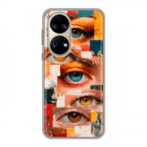 Полупрозрачный дизайнерский силиконовый с усиленными углами чехол для Huawei P50 Pro Модный принт