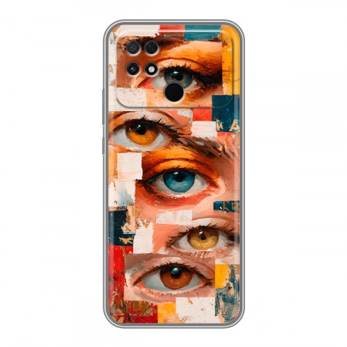 Полупрозрачный дизайнерский силиконовый с усиленными углами чехол для Xiaomi Poco C40 Модный принт