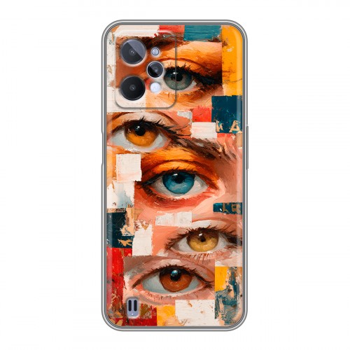 Полупрозрачный дизайнерский силиконовый с усиленными углами чехол для Realme C31 Модный принт