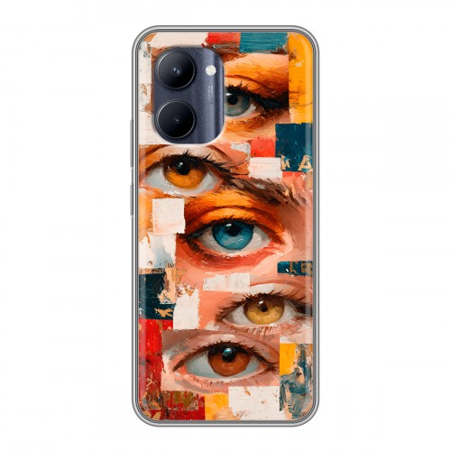 Полупрозрачный дизайнерский силиконовый с усиленными углами чехол для Realme C33 Модный принт