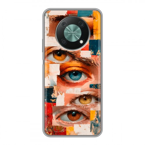 Полупрозрачный дизайнерский силиконовый с усиленными углами чехол для Huawei Nova Y90 Модный принт