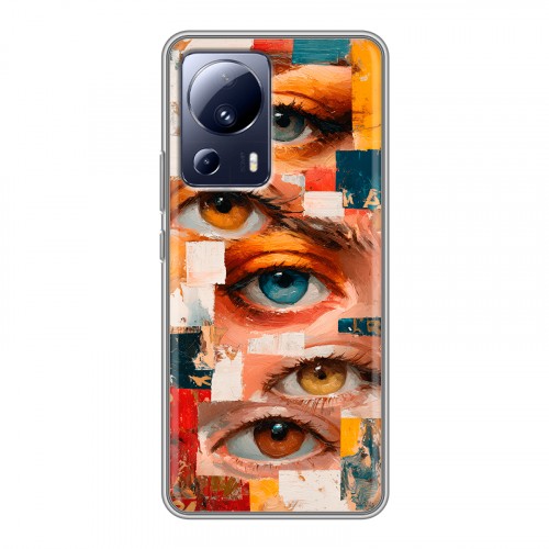 Полупрозрачный дизайнерский силиконовый с усиленными углами чехол для Xiaomi 13 Lite Модный принт