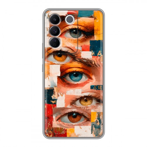 Полупрозрачный дизайнерский силиконовый с усиленными углами чехол для Vivo V27e Модный принт