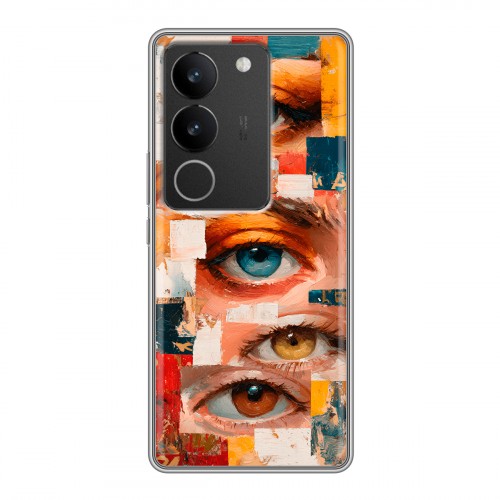 Полупрозрачный дизайнерский силиконовый чехол для Vivo S17 Модный принт