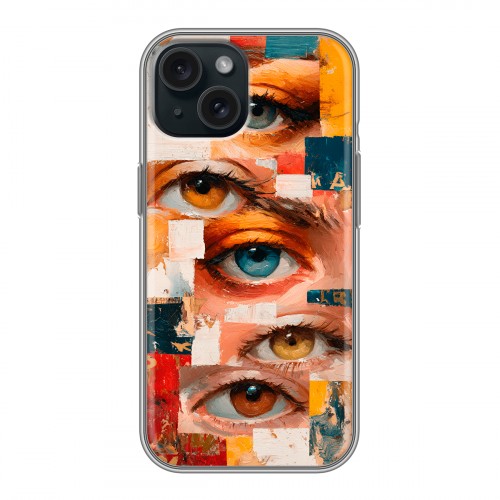 Полупрозрачный дизайнерский силиконовый чехол для Iphone 15 Модный принт