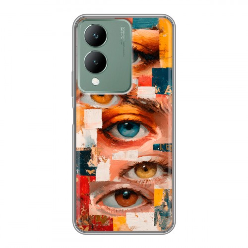 Полупрозрачный дизайнерский силиконовый с усиленными углами чехол для Vivo Y17s Модный принт