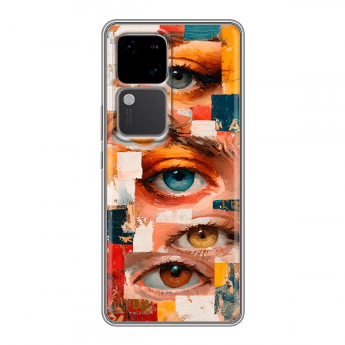 Полупрозрачный дизайнерский силиконовый чехол для Vivo V30 5G Модный принт