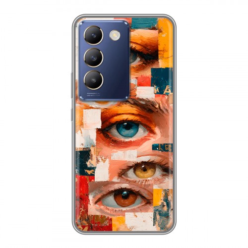 Полупрозрачный дизайнерский силиконовый чехол для Vivo V30 Lite Модный принт