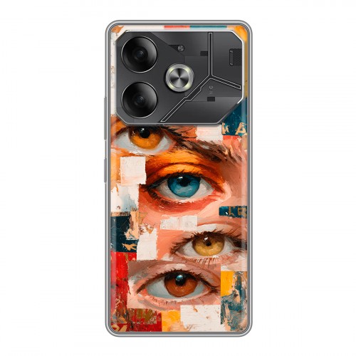 Полупрозрачный дизайнерский силиконовый чехол для Tecno Pova 6 Модный принт