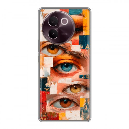 Полупрозрачный дизайнерский силиконовый чехол для Vivo V30e Модный принт