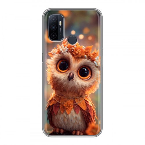 Полупрозрачный дизайнерский силиконовый с усиленными углами чехол для OPPO A53 Милая сова