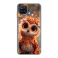 Полупрозрачный дизайнерский силиконовый с усиленными углами чехол для Samsung Galaxy A12 Милая сова