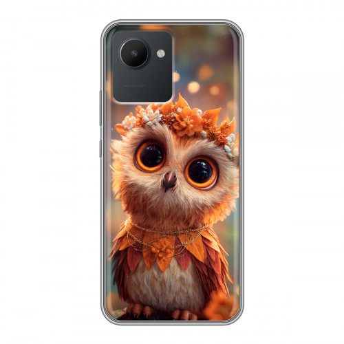 Полупрозрачный дизайнерский силиконовый с усиленными углами чехол для Realme C30 Милая сова