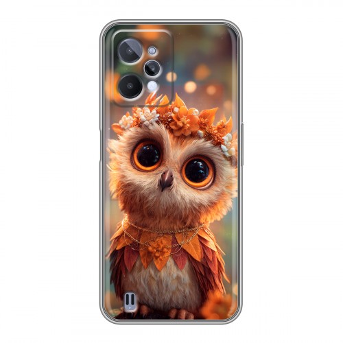 Полупрозрачный дизайнерский силиконовый чехол для Realme C31 Милая сова
