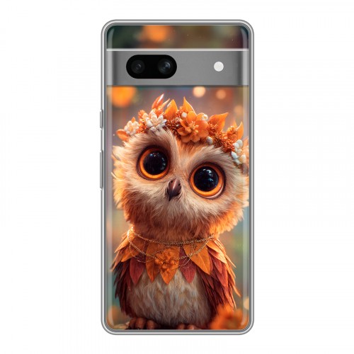 Полупрозрачный дизайнерский силиконовый чехол для Google Pixel 7A Милая сова