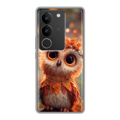 Полупрозрачный дизайнерский силиконовый чехол для Vivo S17 Милая сова