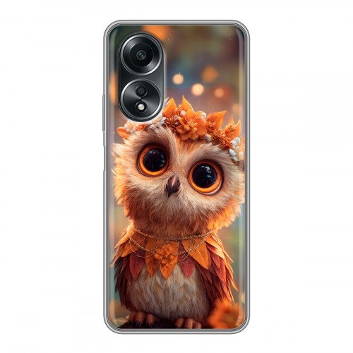 Полупрозрачный дизайнерский силиконовый чехол для OPPO A58 4G Милая сова