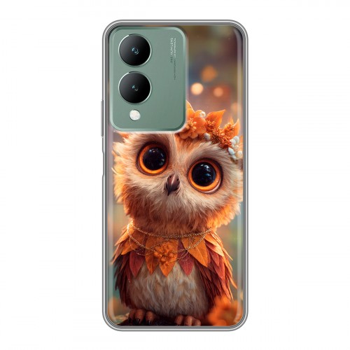 Полупрозрачный дизайнерский силиконовый с усиленными углами чехол для Vivo Y17s Милая сова