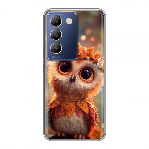 Полупрозрачный дизайнерский силиконовый чехол для Vivo V30 Lite Милая сова