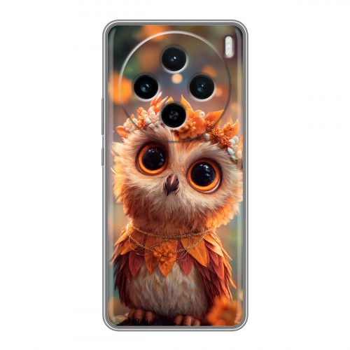 Полупрозрачный дизайнерский силиконовый чехол для Vivo X100 Милая сова