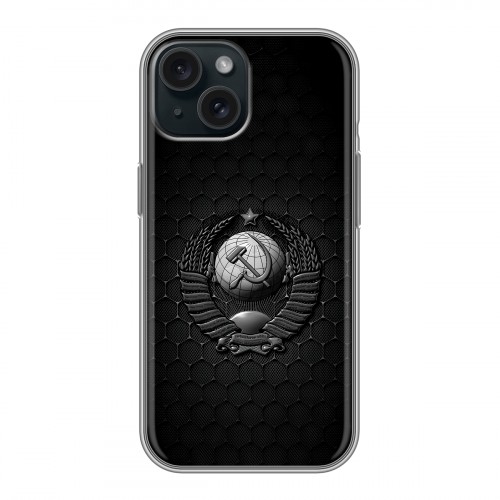 Дизайнерский силиконовый чехол для Iphone 15 Герб Флаг СССР