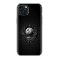 Дизайнерский силиконовый чехол для Iphone 15 Plus Герб Флаг СССР