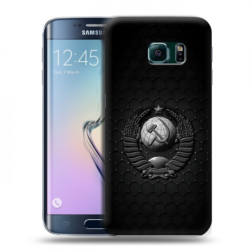 Дизайнерский силиконовый чехол для Samsung Galaxy S6 Edge Герб Флаг СССР