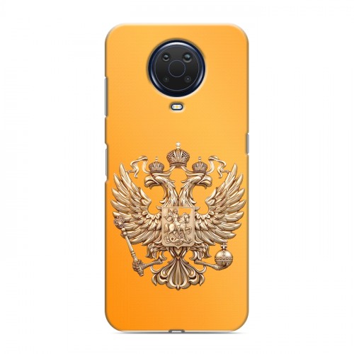 Дизайнерский силиконовый с усиленными углами чехол для Nokia G20 Герб Флаг России