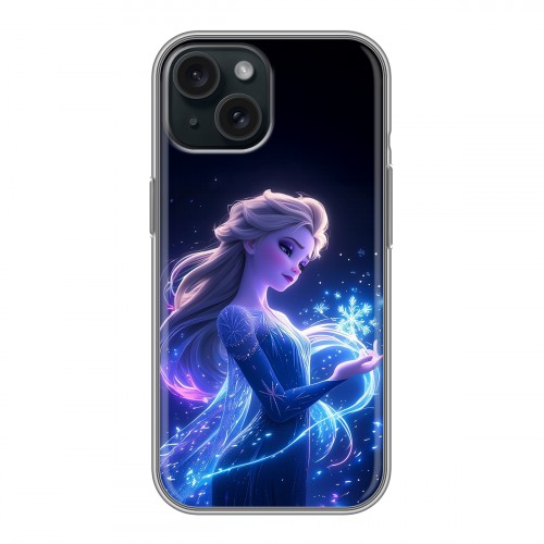 Дизайнерский силиконовый чехол для Iphone 15 Холодное сердце Frozen