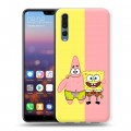 Дизайнерский силиконовый с усиленными углами чехол для Huawei P20 Pro Спанч боб Спанчбоб