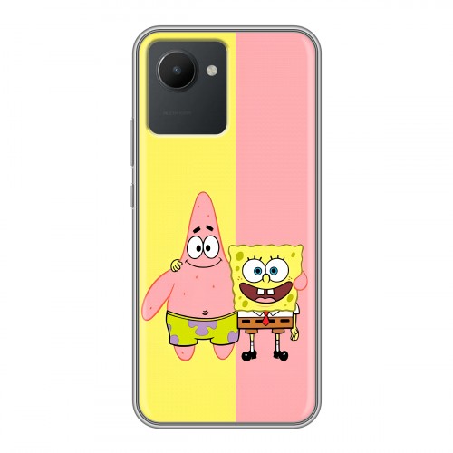 Дизайнерский силиконовый с усиленными углами чехол для Realme C30 Спанч боб Спанчбоб