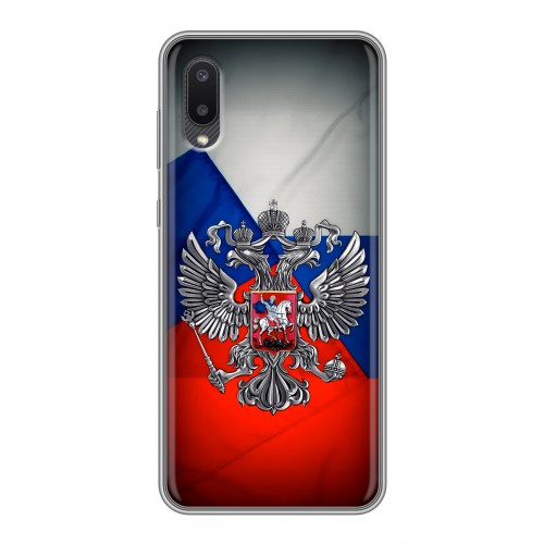 Дизайнерский силиконовый чехол для Samsung Galaxy A02 Флаг России