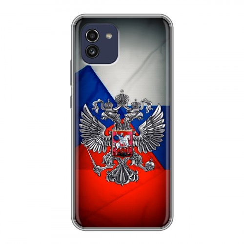 Дизайнерский силиконовый чехол для Samsung Galaxy A03 Флаг России