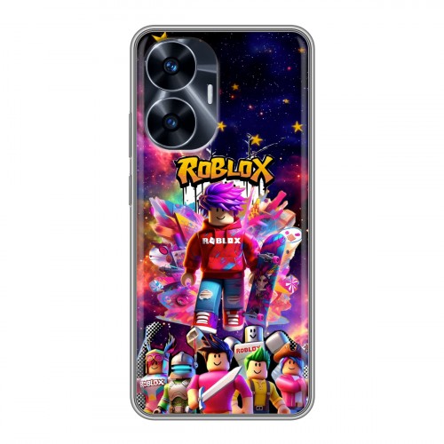 Дизайнерский силиконовый с усиленными углами чехол для Realme C55 Roblox Роблокс