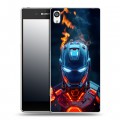 Дизайнерский пластиковый чехол для Sony Xperia E5 IronMan Железный человек